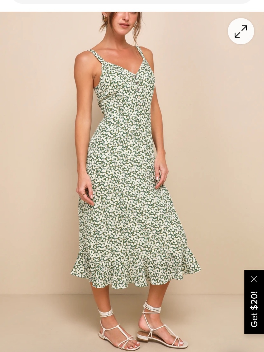 Lulu's Daisy Print Green Sundress